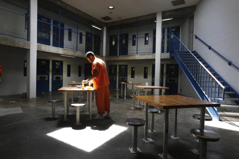 An inmate at Rio Cosumnes Correctional Center in Elk Grove, Calif., in May. California is under a court order to reduce prison crowding by tens of thousands.
