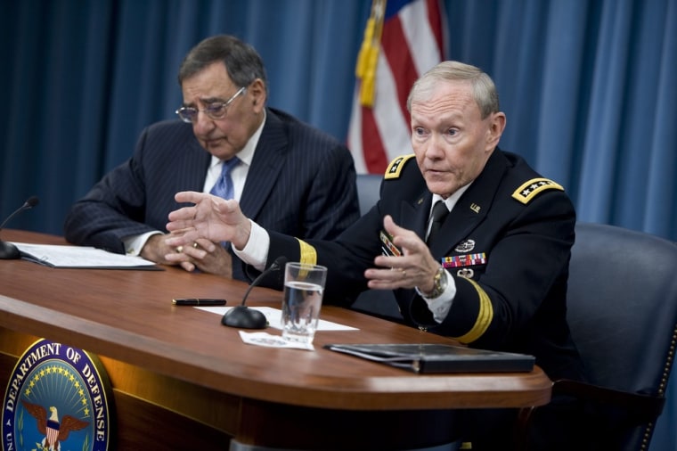 Army Gen. Martin Dempsey, chairman of the Joint Chiefs of Staff, pictured at right with former Defense Secretary Leon Panetta in 2012, told Congress in June that the U.S. military has 'inadequate protections' for screening out enlistees with criminal records.