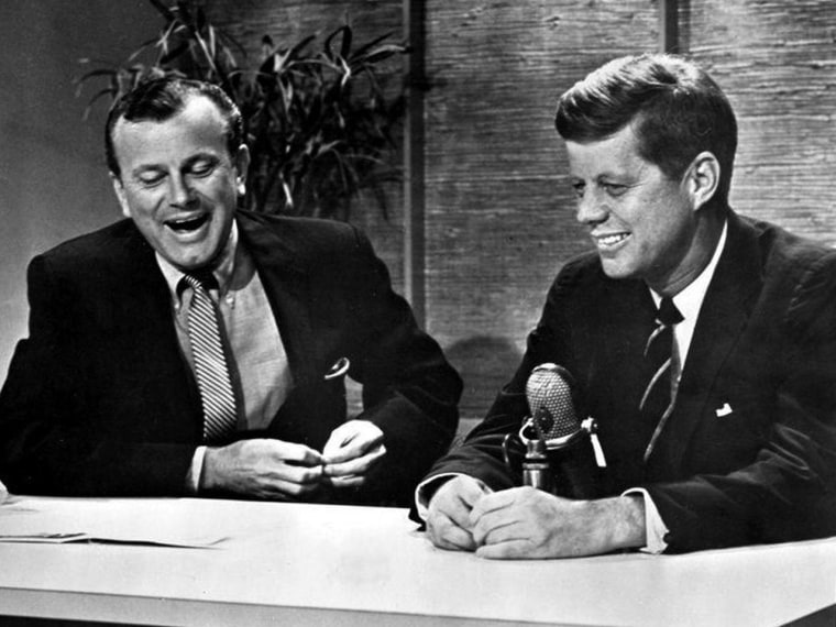 Photo of television host Jack Paar and John F. Kennedy as a Senator and Presidential candidate when he appeared on The Tonight Show in 1959. Jack Paar...