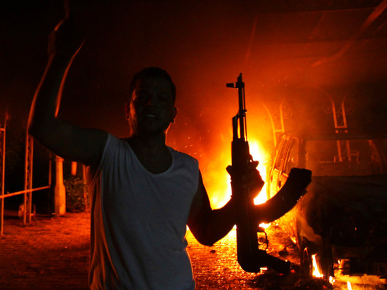 A man is seen outside the U.S. consulate in Benghazi, Libya, on Sept. 11.