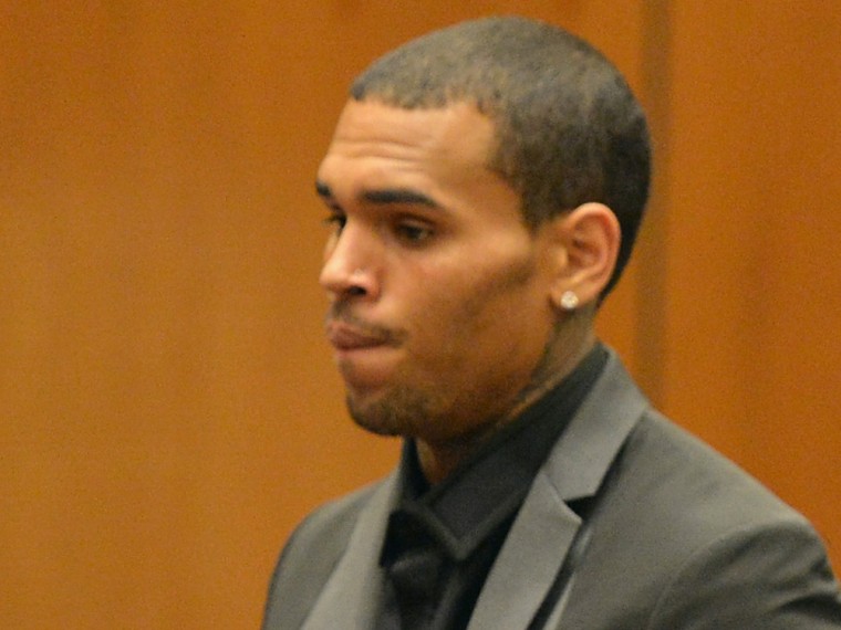 Chris Brown appearing in court on July 15 in Los Angeles.