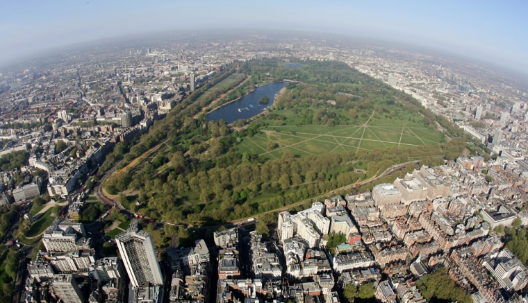 An aerial view of London's Hyde Park.