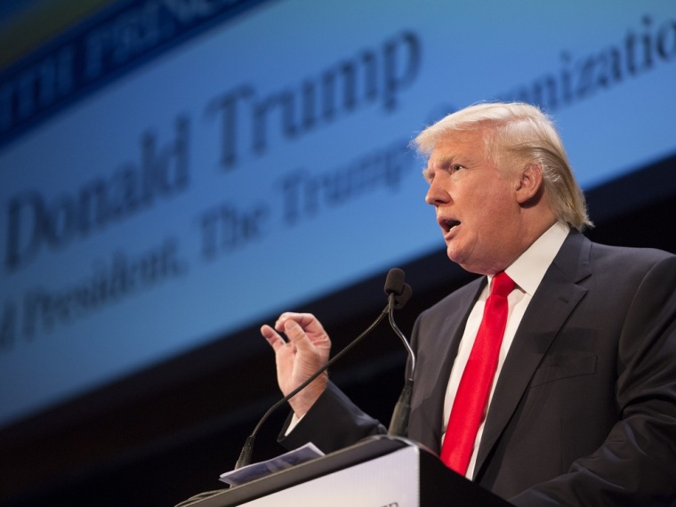 Donald Trump speaks during the Family Leadership Summit in Ames, Iowa, on Saturday night.