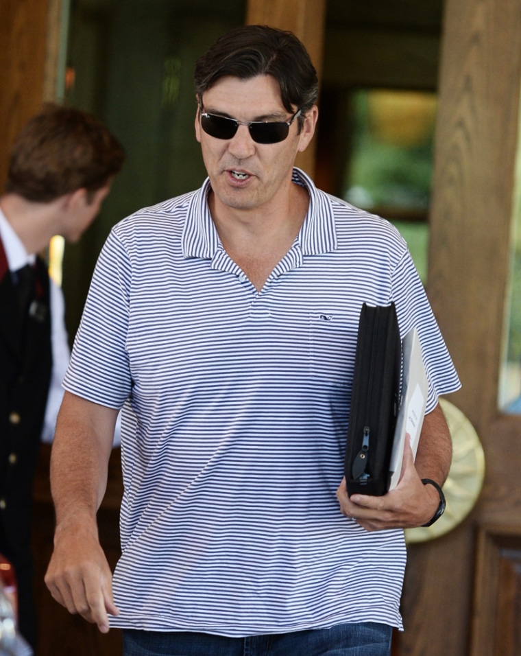 epa03781910 Tim Armstrong CEO and Chairman of AOL Inc. arrives for Allen & Company 31st Annual Media and Technology Conference, in Sun Valley Idaho, U...