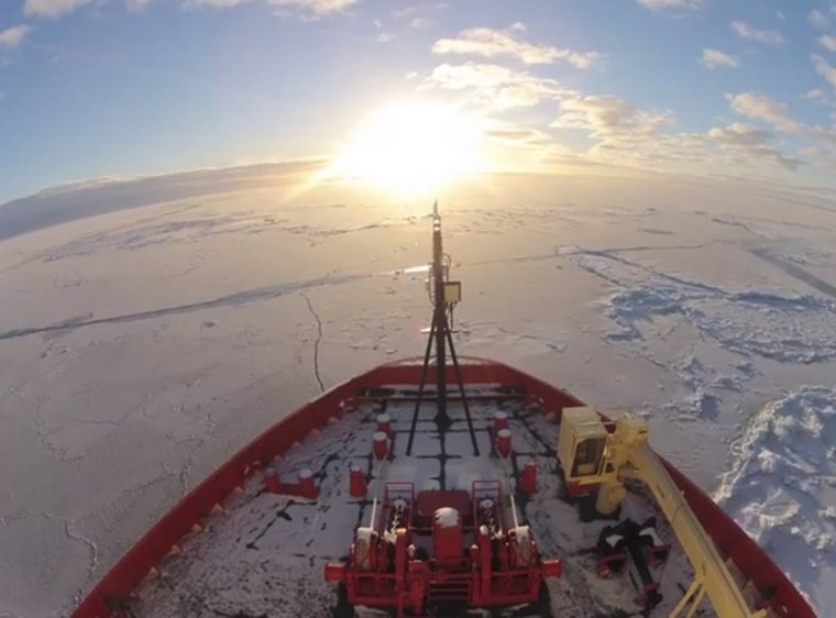 A still from a time-lapse video of two months aboard an Antarctic ice-breaker.