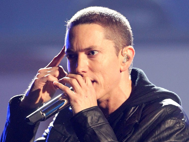 LOS ANGELES, CA - JUNE 27: Rapper Eminem performs onstage during the 2010 BET Awards held at the Shrine Auditorium on June 27, 2010 in Los Angeles, C...