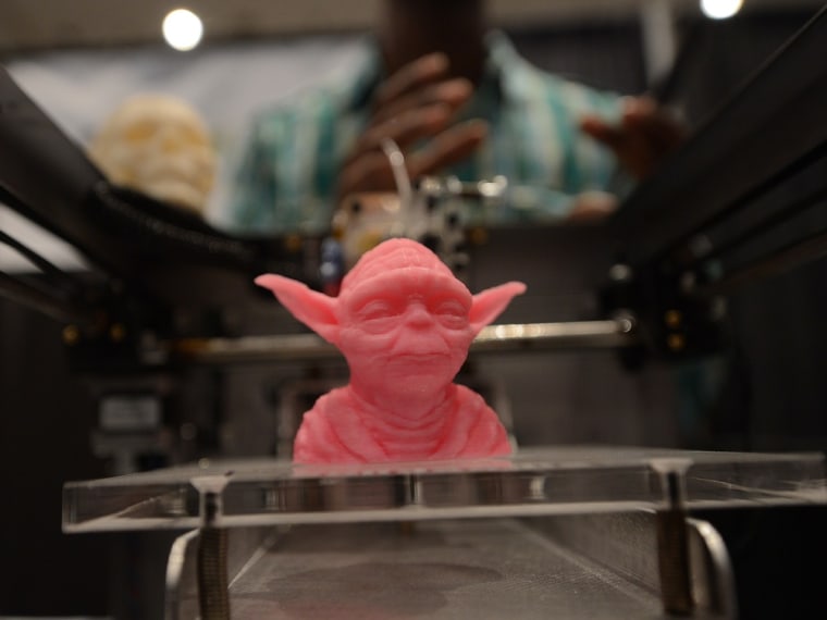 TO GO WITH STORY BY JONATHAN FOWLER A sample object, printed with a 3D printer, is displayed during the