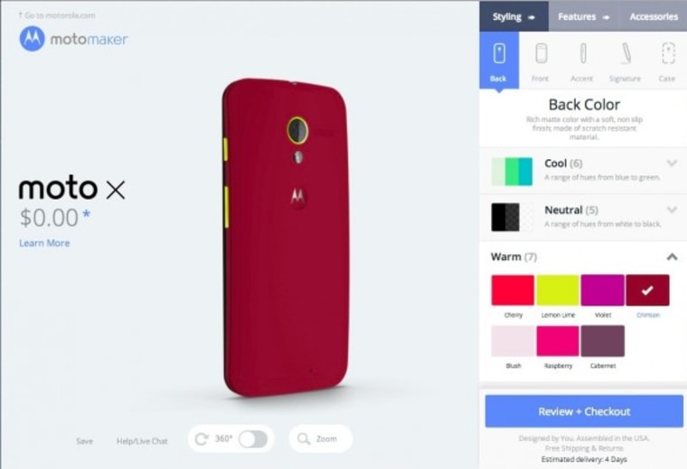 Choosing a back color for the Moto X.