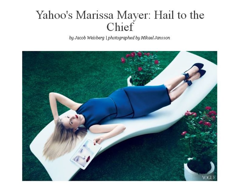 Yahoo CEO Marissa Mayer poses for the cover of Vogue.