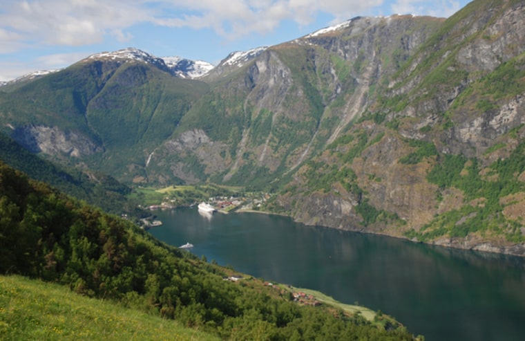The Aurland-Flåm fjord in Norway, where the 2011 Japan earthquake triggered seiche waves.