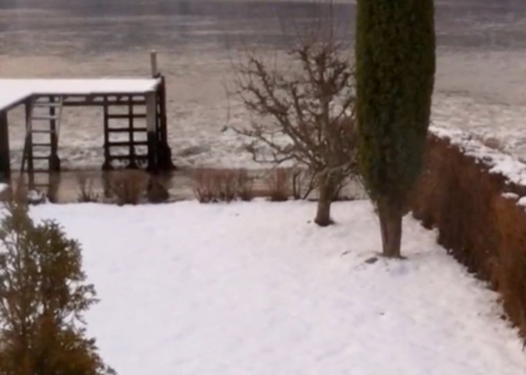 A screengrab from a video of a seiche in a Norway fjord sparked by the 2011 Japan earthquake.