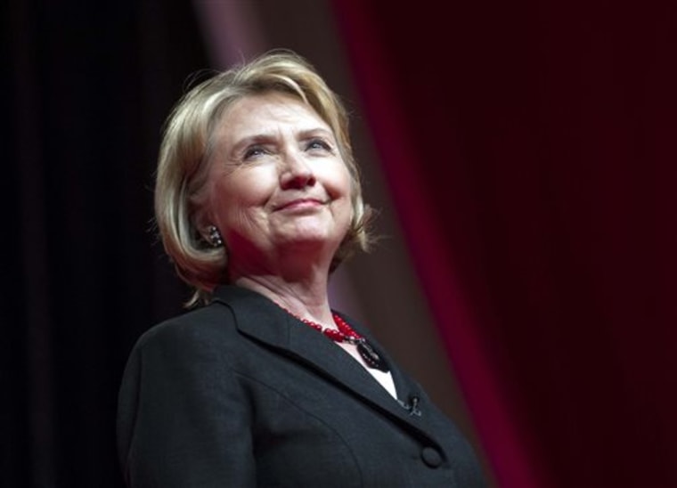 This July 16, 2013 file photo shows former Secretary of State Hillary Rodham Clinton during the 51st Delta Sigma Theta National Convention in Washington.