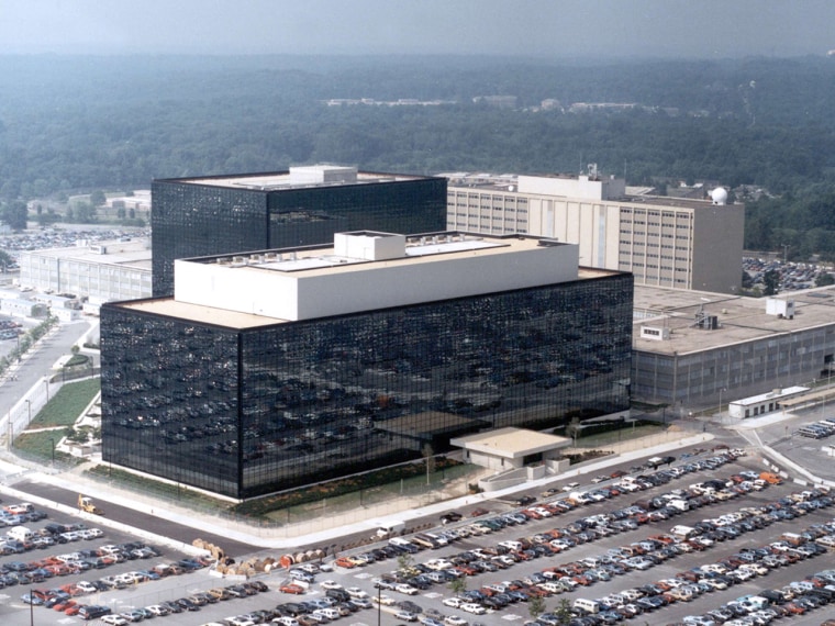An undated aerial handout photo shows the National Security Agency (NSA) headquarters building in Fort Meade, Maryland. The U.S. National Security Ag...