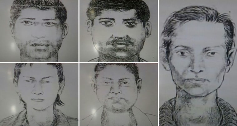 Police released composite sketches of five suspects.