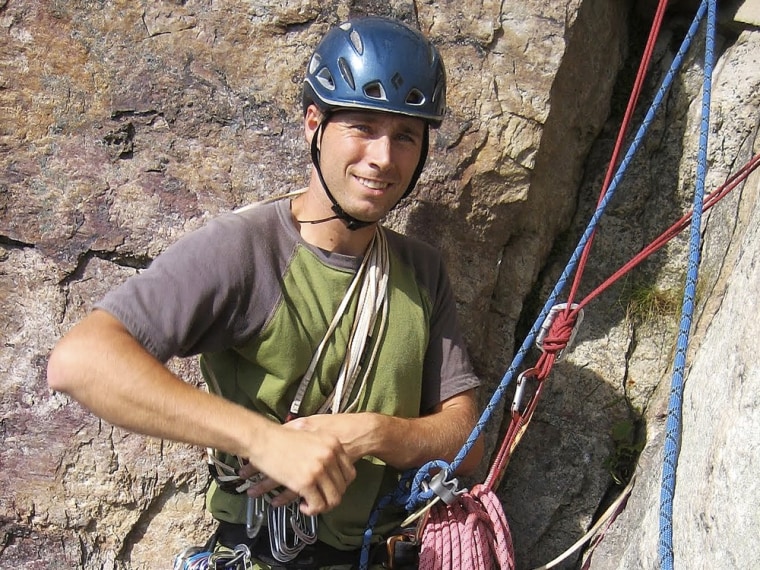 In this Sept. 6, 2009 photo, Matthew Greene is shown climbing in the Shawangunk Ridge in New Paltz, N.Y. Authorities in California are searching for Greene who has been missing for weeks in the Mammoth Lakes area just outside of Yosemite National Park.