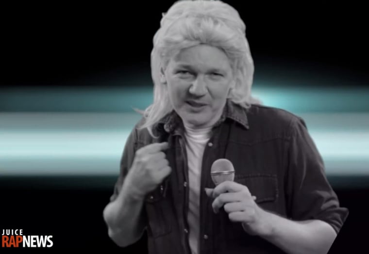 WikiLeaks founder Julian Assange donned a mullet to perform a cover of John Farnham's 1986 hit