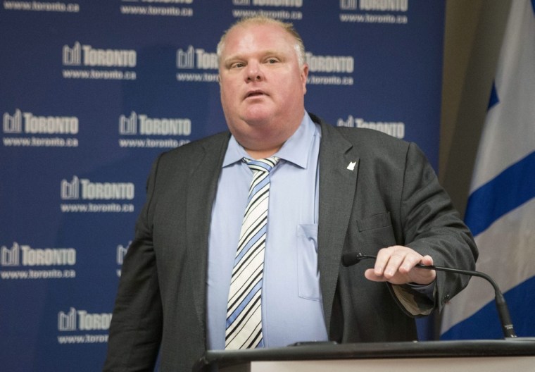 Toronto Mayor Rob Ford speaks at a news conference to address the media at city hall in Toronto on June 20.