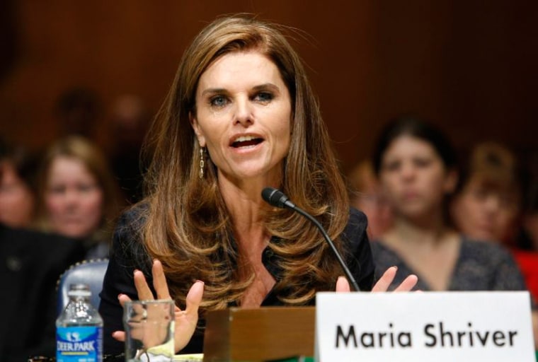 Maria Shriver testifies at a hearing held to provide an update from the Alzheimer's Study Group on Capitol Hill in Washington in 2009.