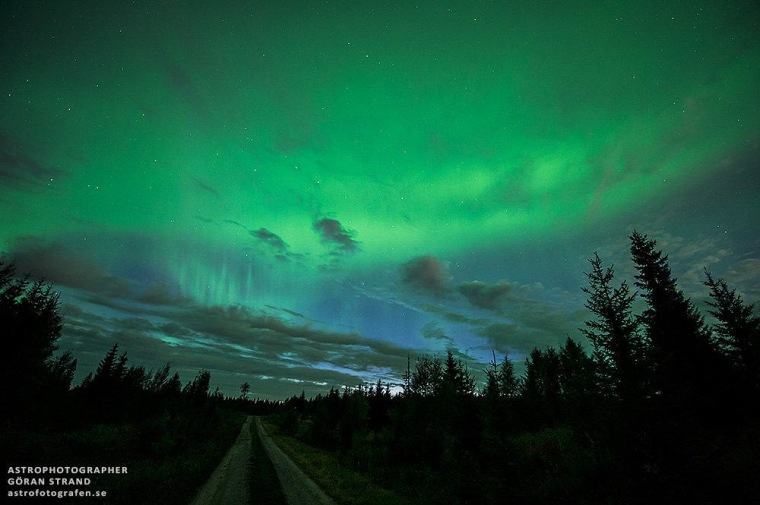 Swedish photographer Goran Strand stepped outside his car to snap this picture of the auroral glow on Aug. 28.