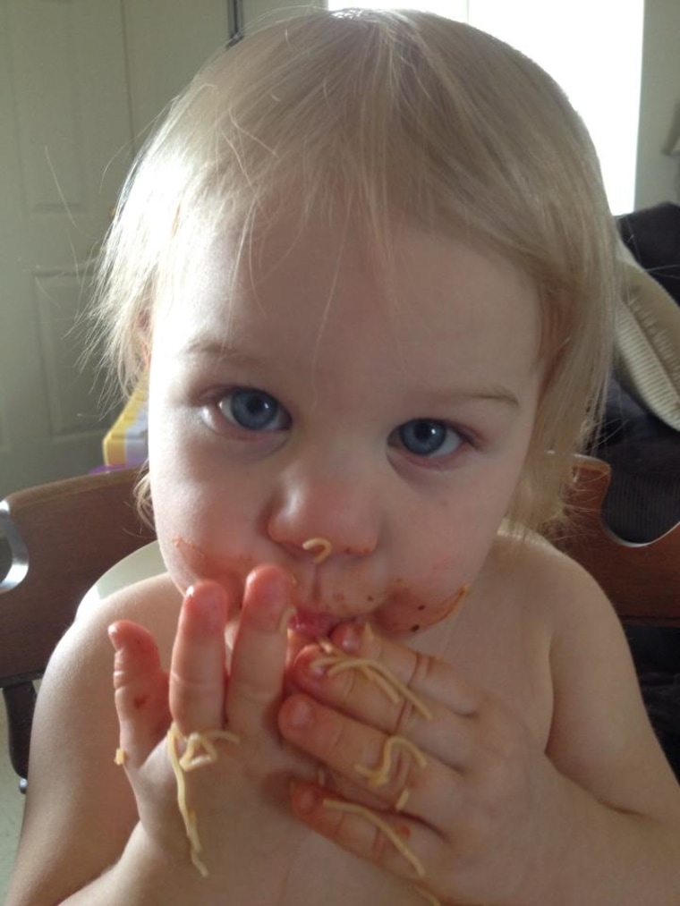 Erin's first time eating spaghetti!