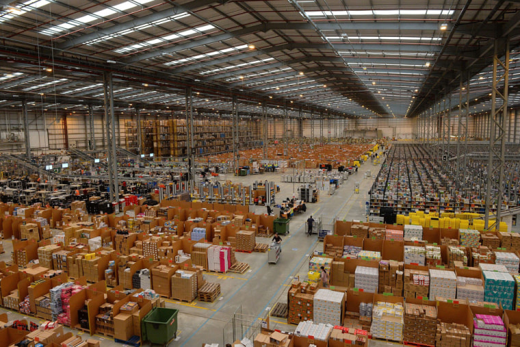 A general view of Amazon's Fulfilment Centre is pictured in Peterborough, central England, on November 28, 2013.