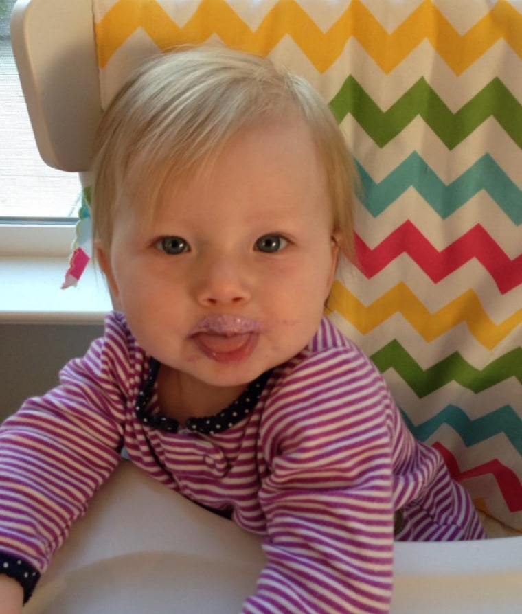 She doesn't like getting very messy, but having a yogurt mustache is pretty fun!