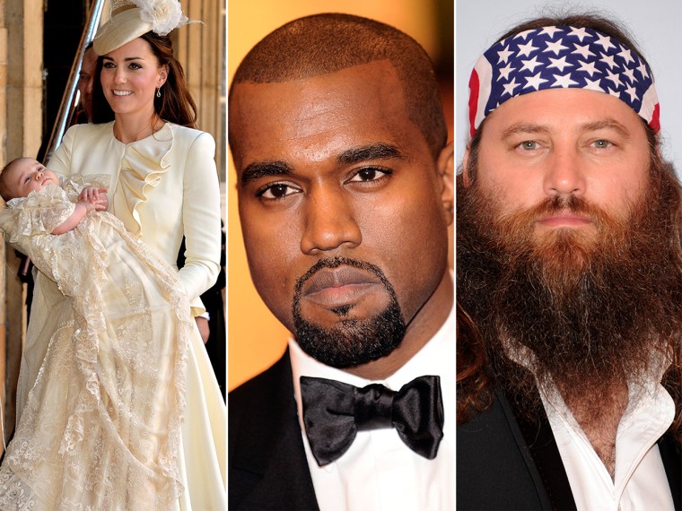 From the left, Kate Duchess, Prince George, Kayne West, and Willie Robertson