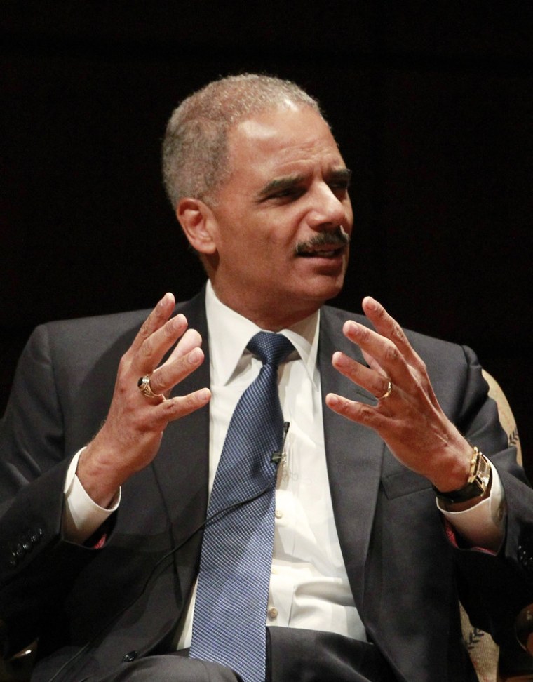 U.S. Attorney General Eric Holder talks to an audience at the Alys Stephens Center in Birmingham, Alabama, in this September 15, 2013 file photo. The ...