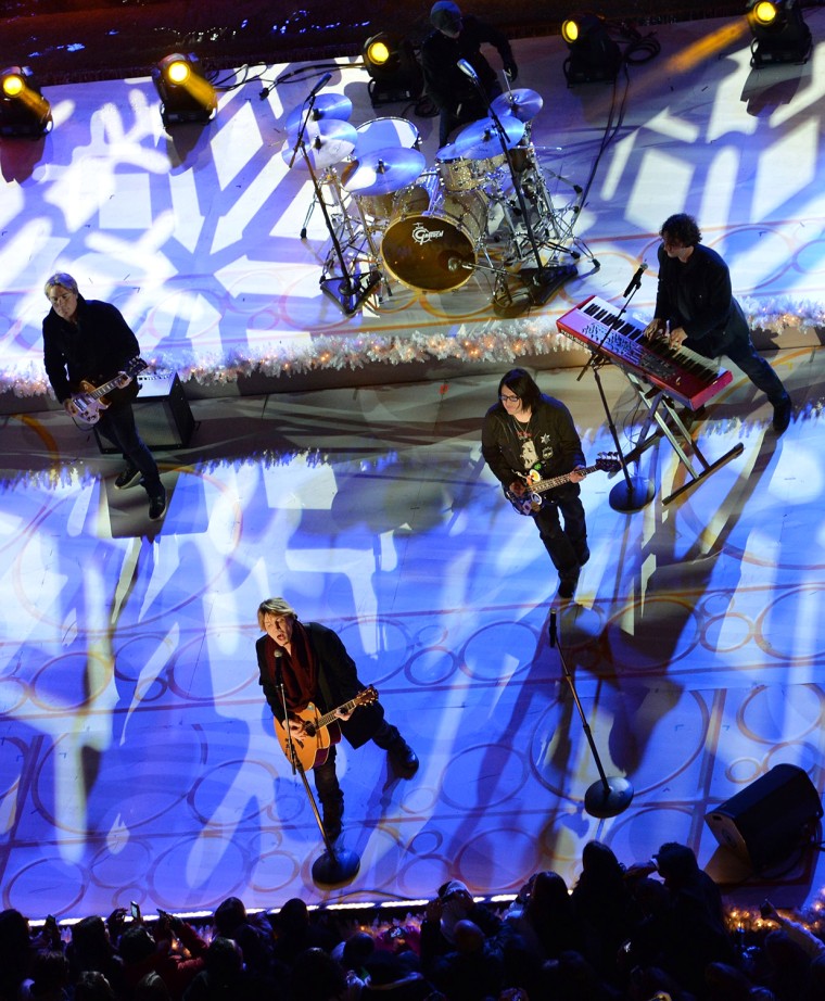 The Goo Goo Dolls perform before the Rockefeller Center Christmas Tree is lit December 4, 2013 in New York. AFP PHOTO/Stan HONDASTAN HONDA/AFP/Getty I...