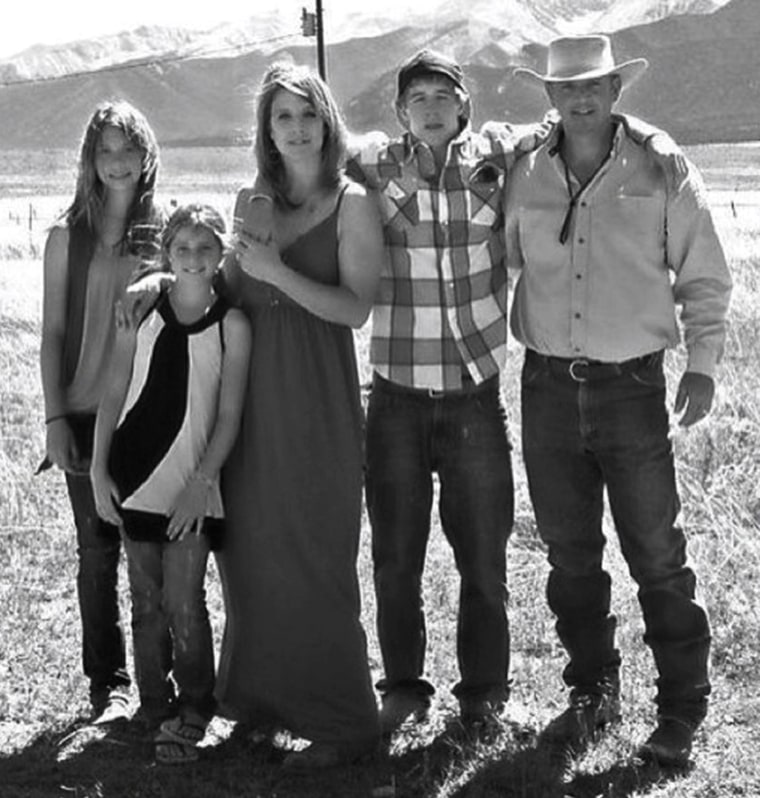 Gracie Johnson, far left, and her family. Her mom, dad and sister,  Kiowa-Rain, died in a rockslide in September.