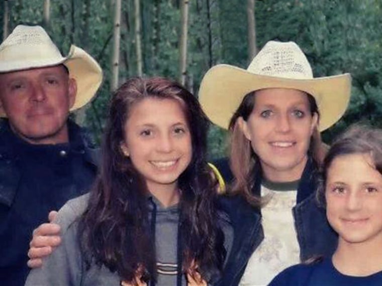 Since losing her family (pictured) in the rockslide she survived, Gracie Johnson is living with an aunt and uncle in her small hometown.