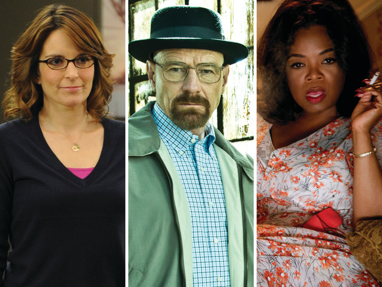 Image: Tina Fey, Bryan Cranston and Oprah Winfrey.