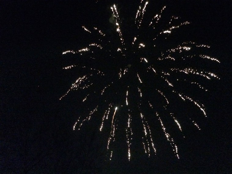 The fireworks display the town put on for Sam.