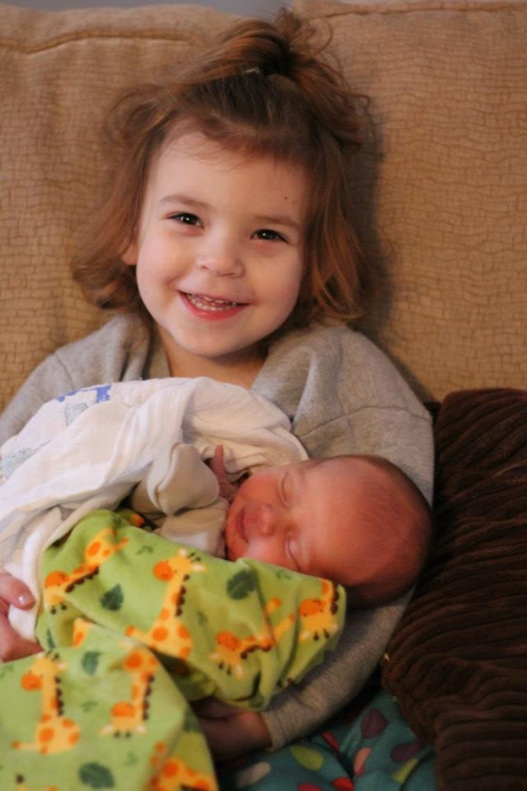 Evangeline and her baby brother, Nathaniel