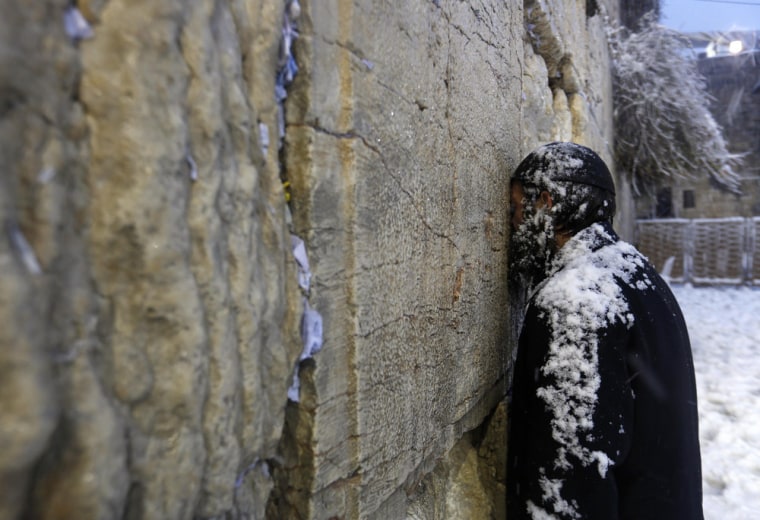 An Ultra-Orthodox Jewish man prays at the Western Wall on Dec. 13.
