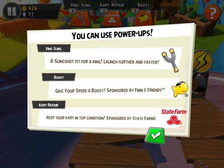Yes, even the power-ups in the game are sponsored.