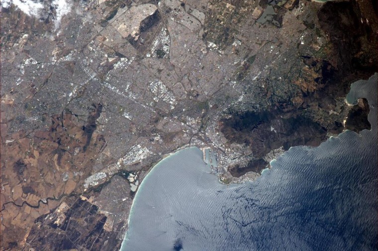 A picture taken from the International Space Station shows Cape Town, South Africa. NASA astronaut Rick Mastracchio shared the image via Twitter on Friday.