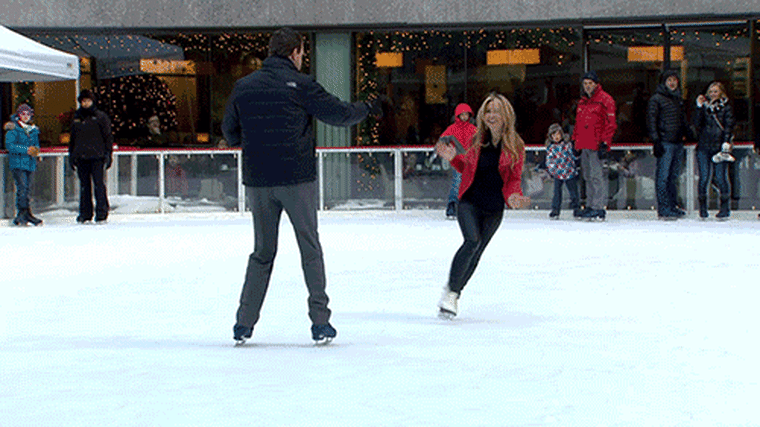 Willie and Tara ice skate.