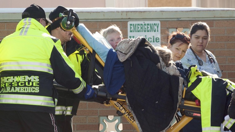 Members of a family that went missing are wheeled by stretcher from an ambulance into the Pershing General Hospital in Lovelock, Nevada, December 10, ...