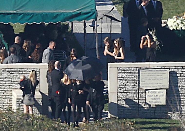 Friends and family gather at Hollywood's Forest Lawn Cemetery for Paul Walker's private funeral.