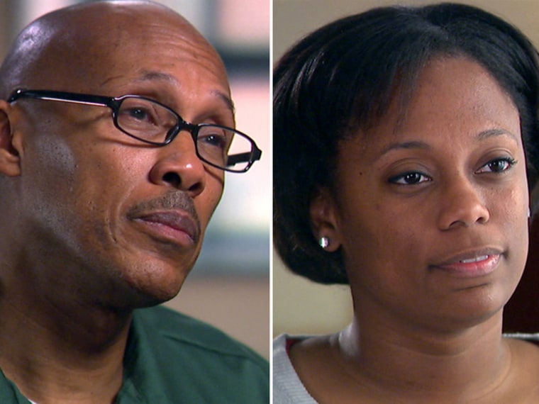 This combination of two screen gabs taken from video shows Daryl Kelly, left and daughter Chaneya Kelly during recent interviews with NBC News. Chaneya says that in 1997, she falsely accused a man of raping her. That man - who has always maintained his innocence -- is Daryl Kelly, Chaneya's father. credit: NBC News