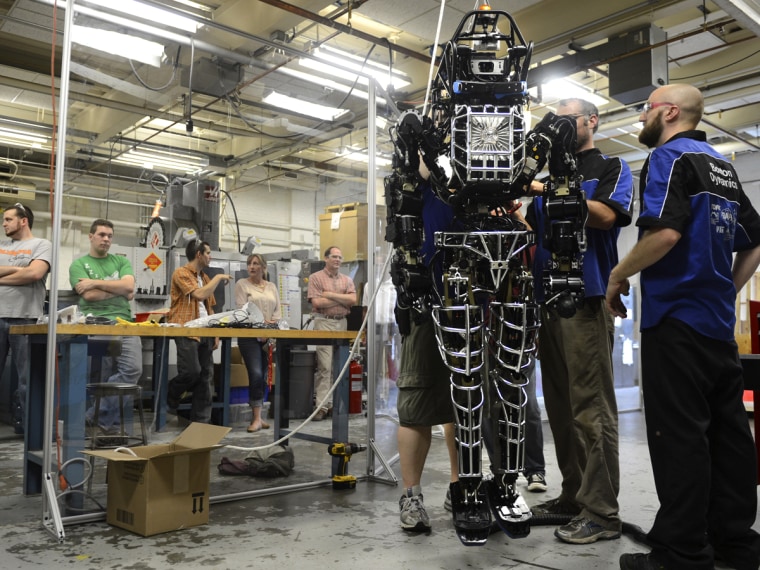 WORCESTER, MA - JULY 23: Worcester Polytechnic Institute students received ATLAS, a 330-lb. humanoid robot, that they will use to compete in a Darpa r...