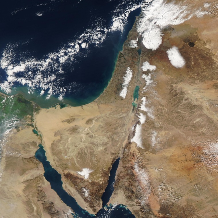 A Dec. 15 image from NASA's Terra satellite shows areas of the Middle East where snow has accumulated.