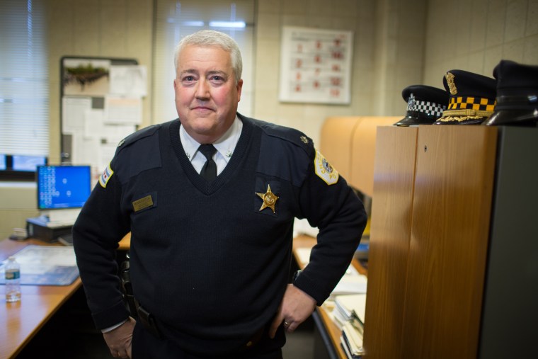 Chicago Police 8th District Commander David McNaughton at his office in Chicago Lawn.