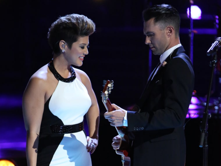 Image: Tessanne Chin and  Adam Levine on The Voice.