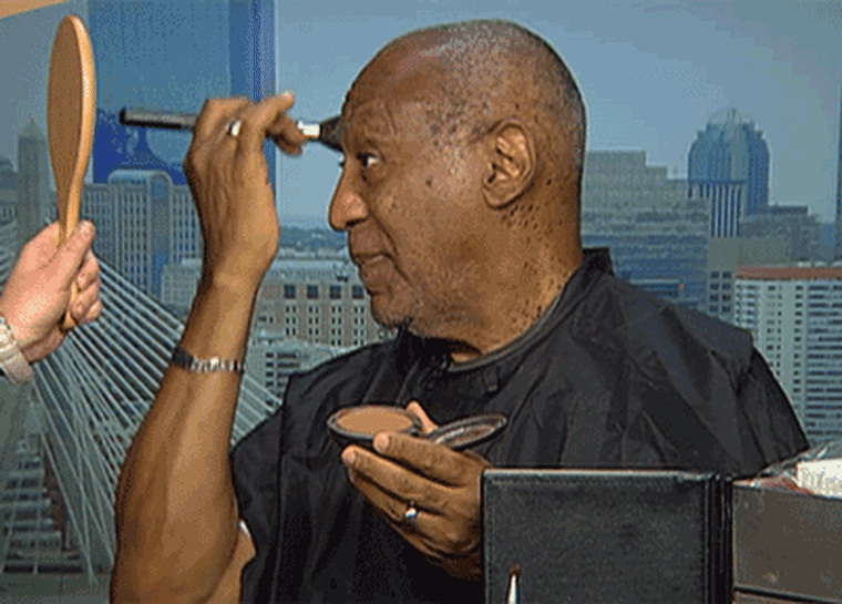 Bill Cosby getting ready for his interview.
