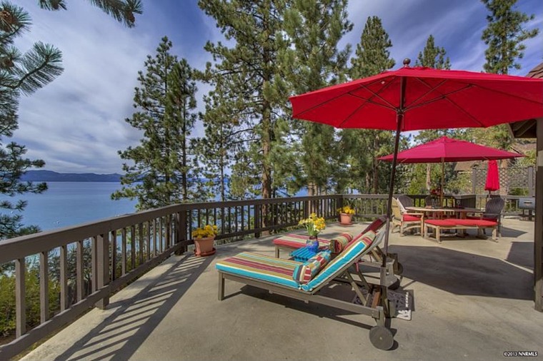 The deck of Ty Cobb's fishing retreat along Lake Tahoe.
