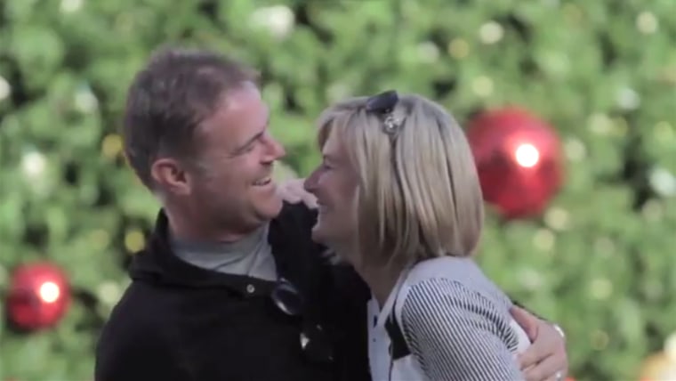 Couples of all ages have enjoyed a kiss under the flying mistletoe drone in San Francisco's Union Square.