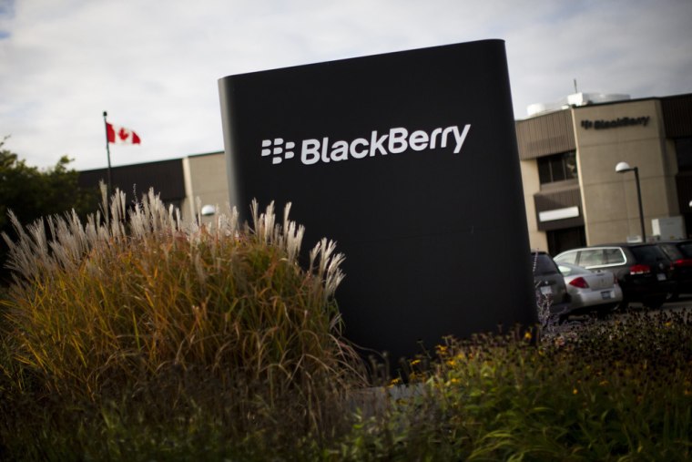 A sign is seen at the Blackberry campus in Waterloo, Ontario, in this file photo taken September 23, 2013.