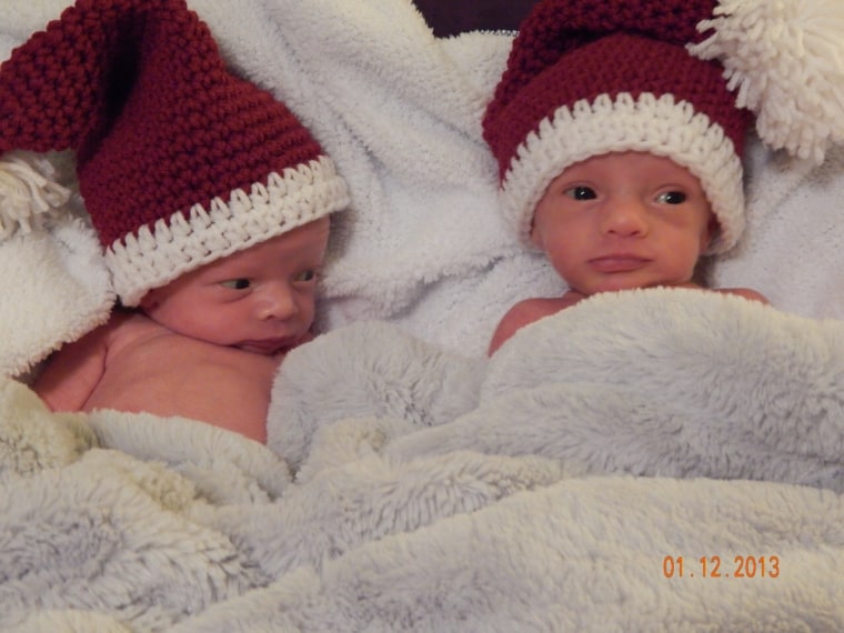 'Our Christmas blessings this year': Parker James and Cody Dean Alexander, born Nov. 17.